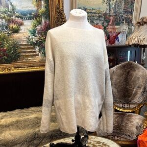 Vince Off-the-Shoulder Sweater in Soft Cream and grey